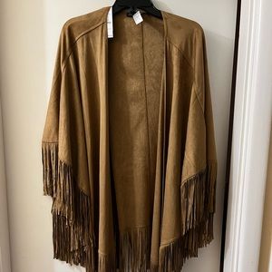 White House Black Market Brown Faux Suede Wrap/Cape | NWT | OS